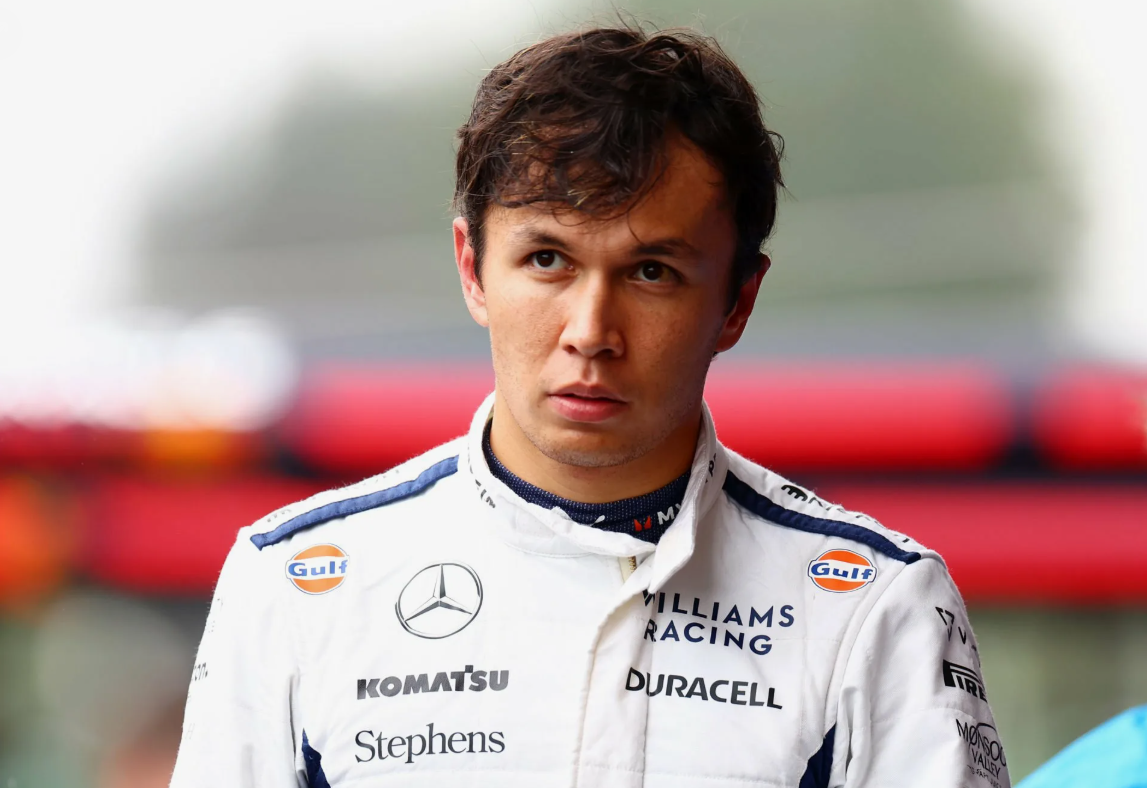 Alex Albon preparing in the paddock during Miami race weekend