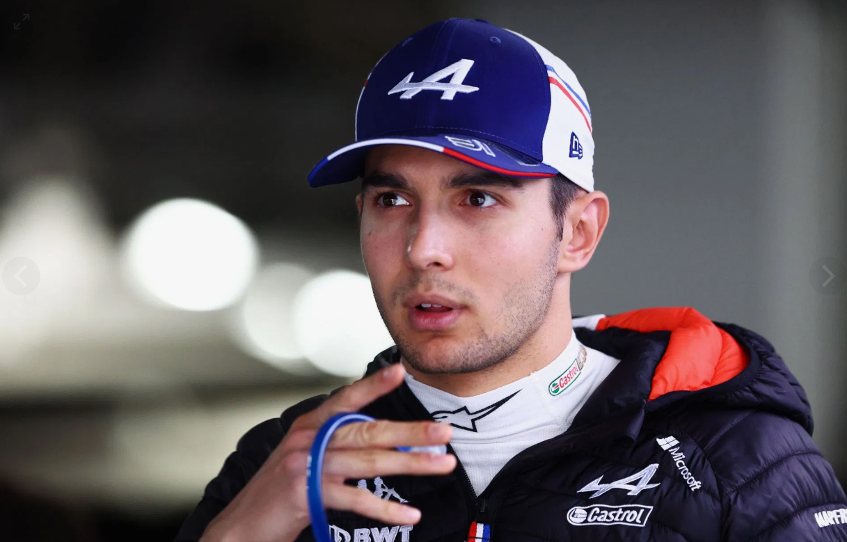 Esteban Ocon during podium ceremony following strong race performance