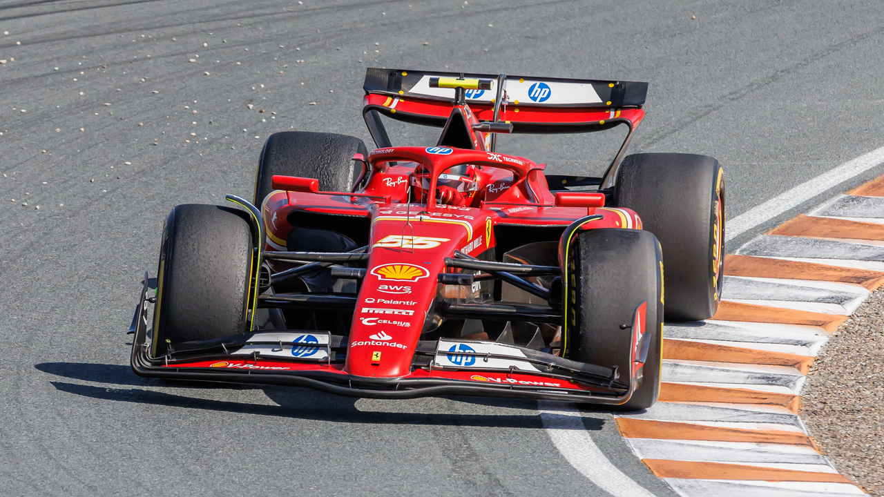 Hamilton in Ferrari red during a 2026 session