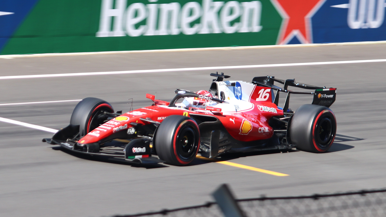 Charles Leclerc's Ferrari SF-26 on track