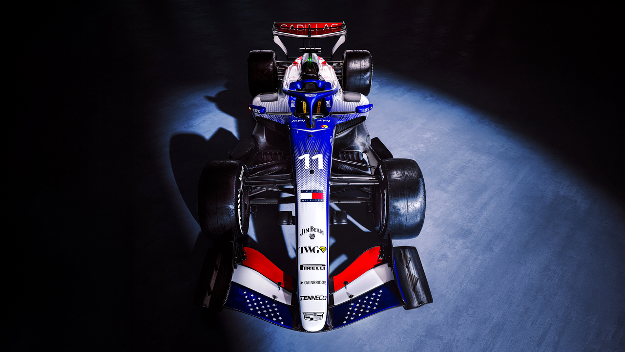Vizuální reference Cadillacu F1 zobrazující směr livreje týmu pro rok 2026