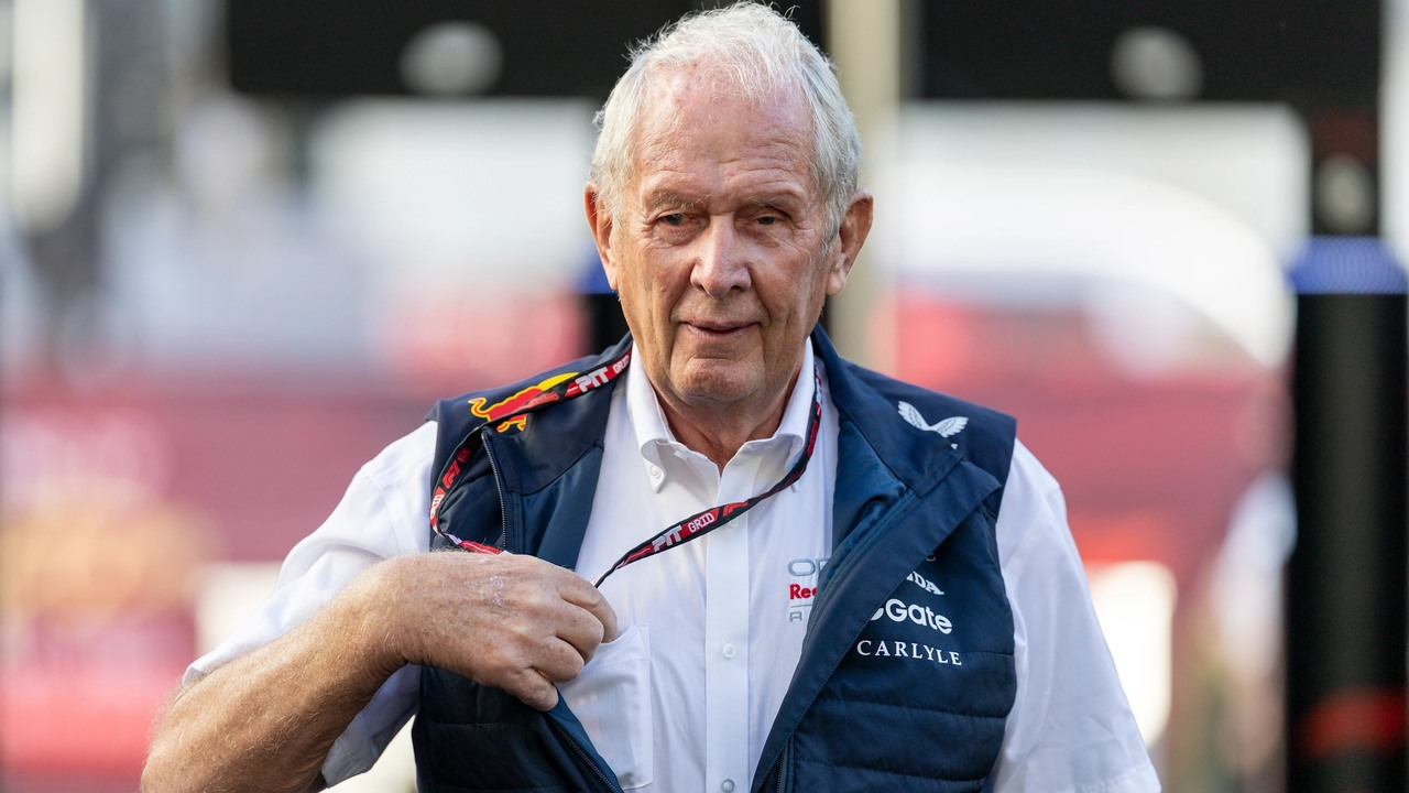 ヘルムート・マルコがF1パドックに立っている